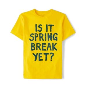 Boys Is It Spring Break Yet? Graphic Tee - Yellow T-Shirt Size Large (10-12) Kid